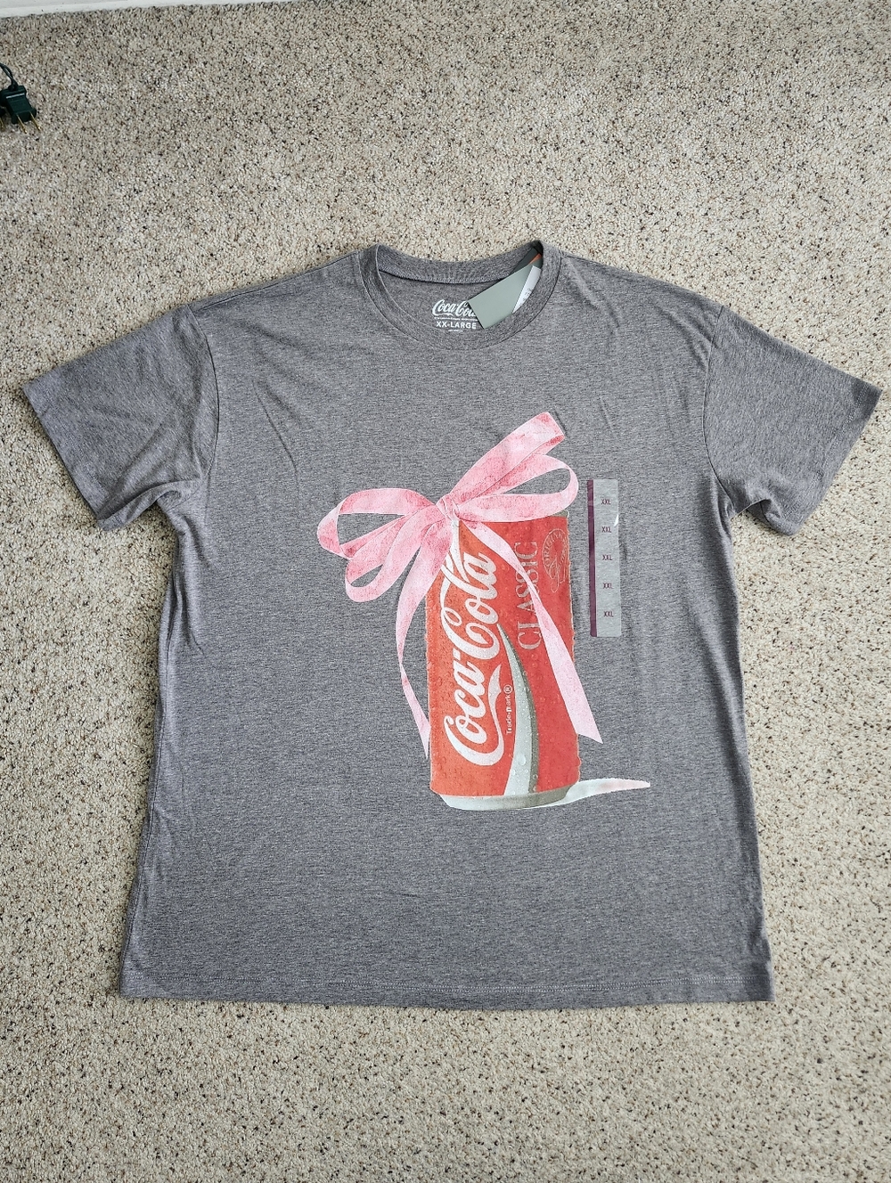 Coca-Cola Graphic Tee with Pink Bow - Gray